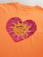 Orange Sun Sequin Heart T-Shirt (3-16yrs) - Image 8 of 9