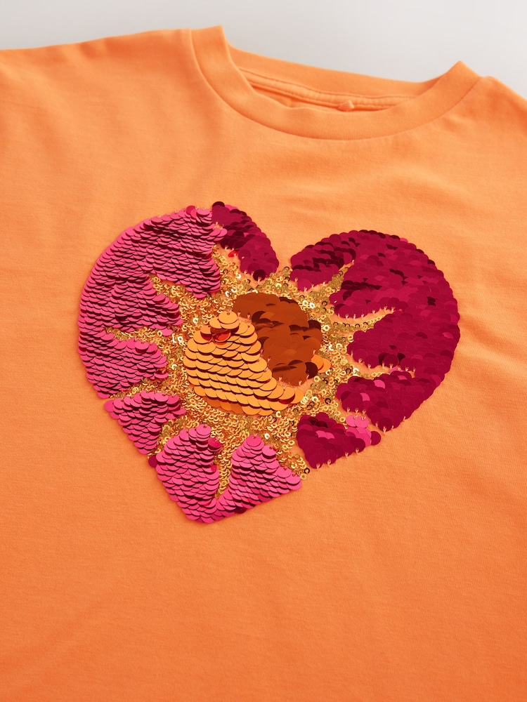 Orange Sun Sequin Heart T-Shirt (3-16yrs) - Image 9 of 9 Orange Sun Sequin Heart T-Shirt (3-16yrs) - Image 9 of 9