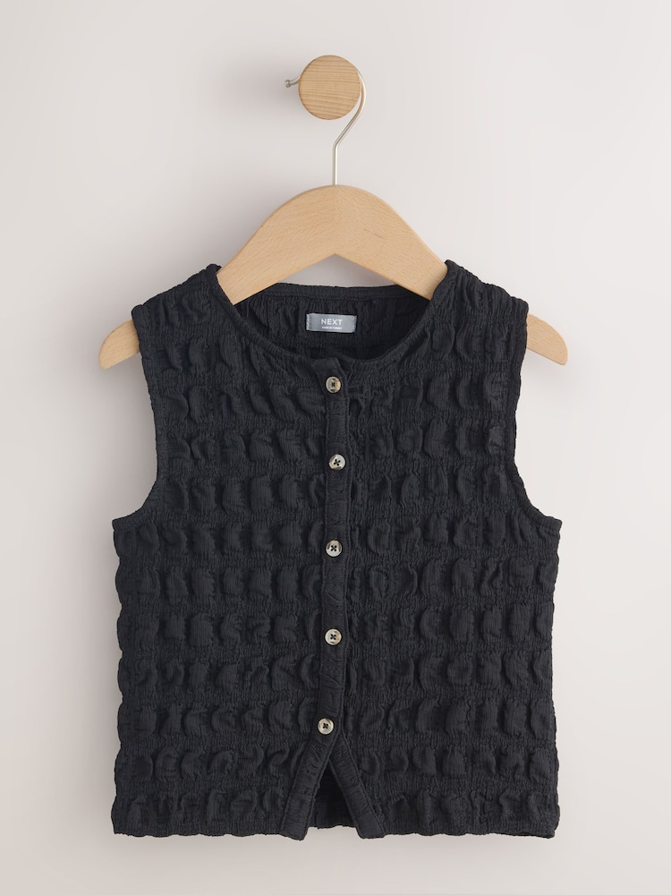 Black/White Textured Button Front Tops 2 Pack (3-16yrs) - Image 2 of 6