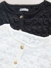 Black/White Textured Button Front Tops 2 Pack (3-16yrs) - Image 5 of 6