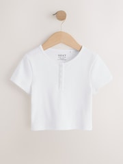 Navy/White Pointelle Button Front Tops 2 Pack (3-16yrs) - Image 4 of 6