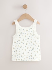 Lilac/Ecru Floral Frill Ribbed Vests 2 Pack (3-16yrs) - Image 3 of 6