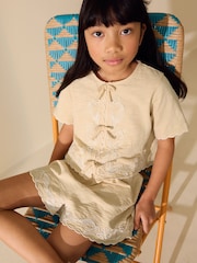 Amarillo - Embroidery Tie Shorts Set (3-16yrs) - Imagen 3 de 10