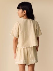 Amarillo - Embroidery Tie Shorts Set (3-16yrs) - Imagen 4 de 10
