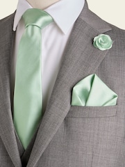 Sage Silk Tie Pocket Square and Pin Set - Image 1 of 4