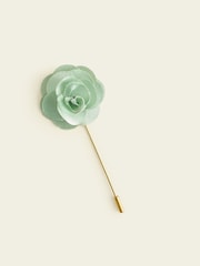 Sage Silk Tie Pocket Square and Pin Set - Image 3 of 4