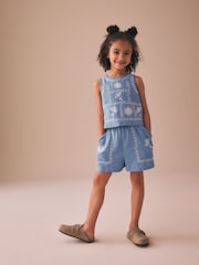 Blue Embroidered Vest and Shorts Set (3-16yrs) - Image 2 of 9