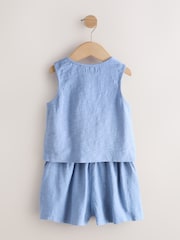 Blue Embroidered Vest and Shorts Set (3-16yrs) - Image 7 of 9