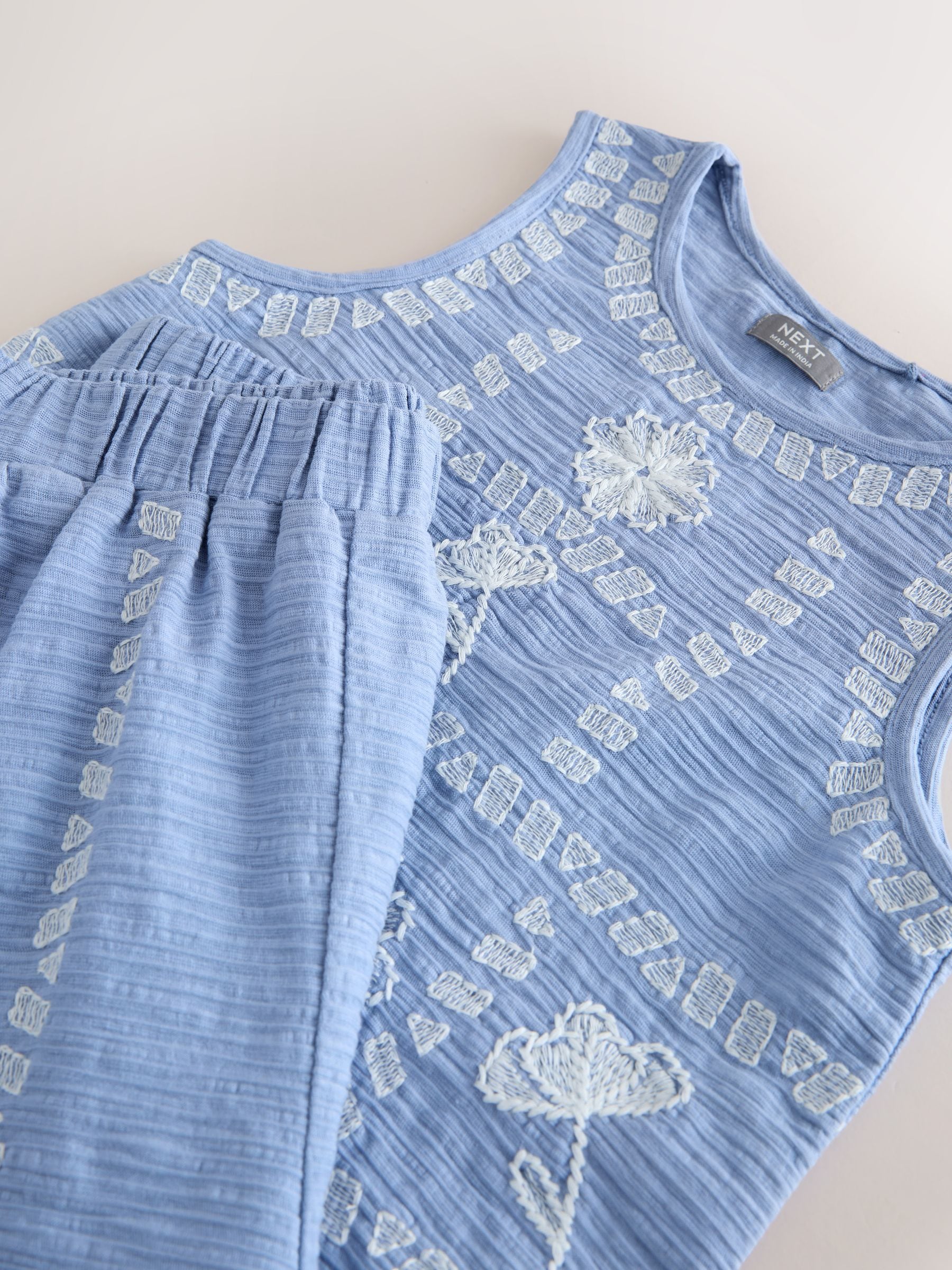 新品★ VEST SET BARE TOP ROMPERS Buy Blue Embroidered Vest and Shorts Set (3-16yrs) from Next USA