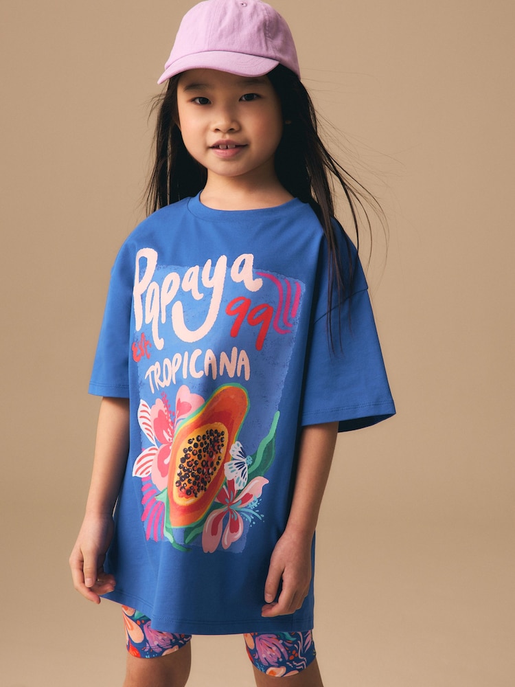 Blue Papaya T-Shirt and Cycling Shorts Set (3-16yrs) - Image 1 of 8