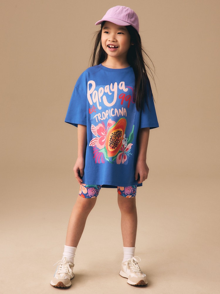 Blue Papaya T-Shirt and Cycling Shorts Set (3-16yrs) - Image 2 of 8