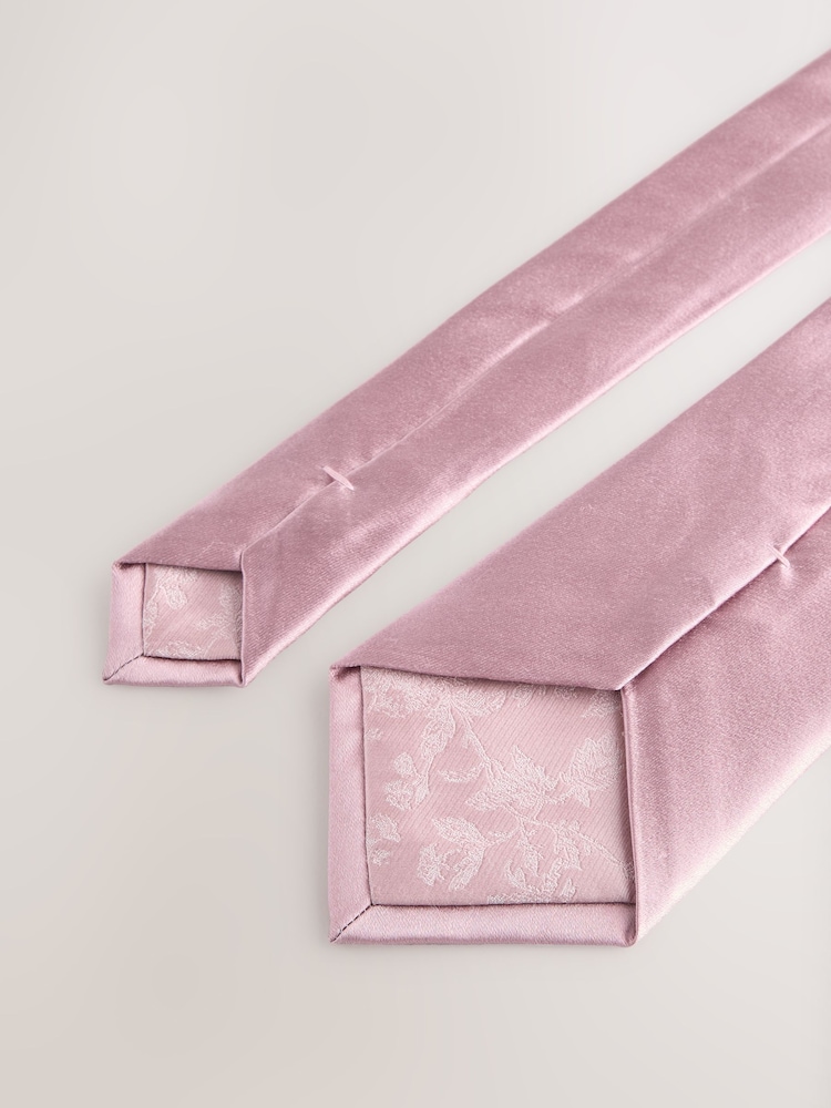 Pink Silk Tie Pocket Square and Pin Set - Image 2 of 4