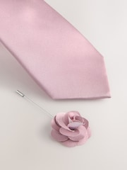 Pink Silk Tie Pocket Square and Pin Set - Image 4 of 4