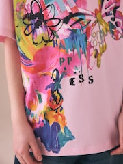 Pink Graffiti Oversized Graphic Print T-Shirt (3-16yrs) - Image 4 of 8