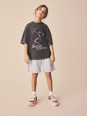 Charcoal Grey Floral Oversized Graphic Print T-Shirt (3-16yrs) - Image 2 of 4