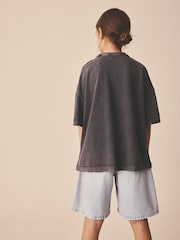 Charcoal Grey Floral Oversized Graphic Print T-Shirt (3-16yrs) - Image 3 of 4