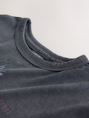 Charcoal Grey Floral Oversized Graphic Print T-Shirt (3-16yrs) - Image 8 of 8