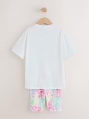 Alb - Nirvana License Oversized T-Shirt and Cycling Shorts Set (3-16yrs) - Imaginea 7 din 9