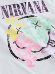 Alb - Nirvana License Oversized T-Shirt and Cycling Shorts Set (3-16yrs) - Imaginea 9 din 9