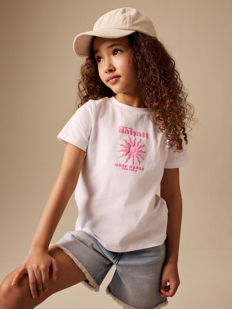 White Sun Graphic T-Shirt (3-16yrs) - Image 1 of 7 White Sun Graphic T-Shirt (3-16yrs) - Image 1 of 7