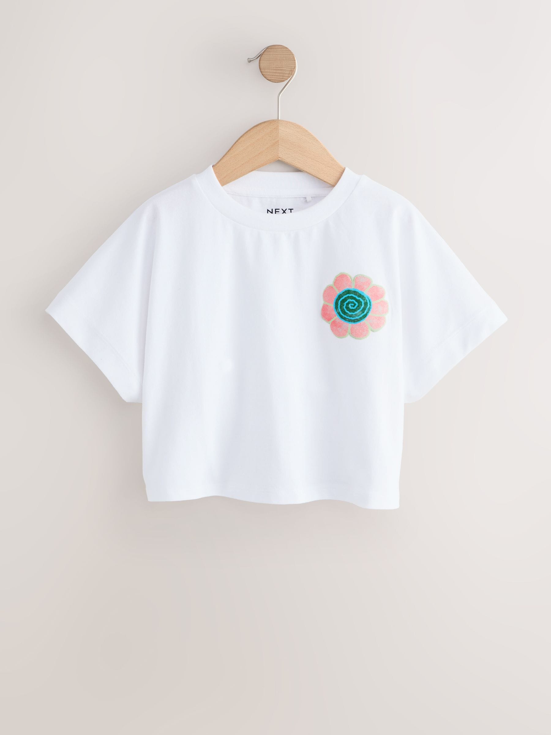 Buy White Flower Boxy Graphic T-Shirt (3-16yrs) from Next USA