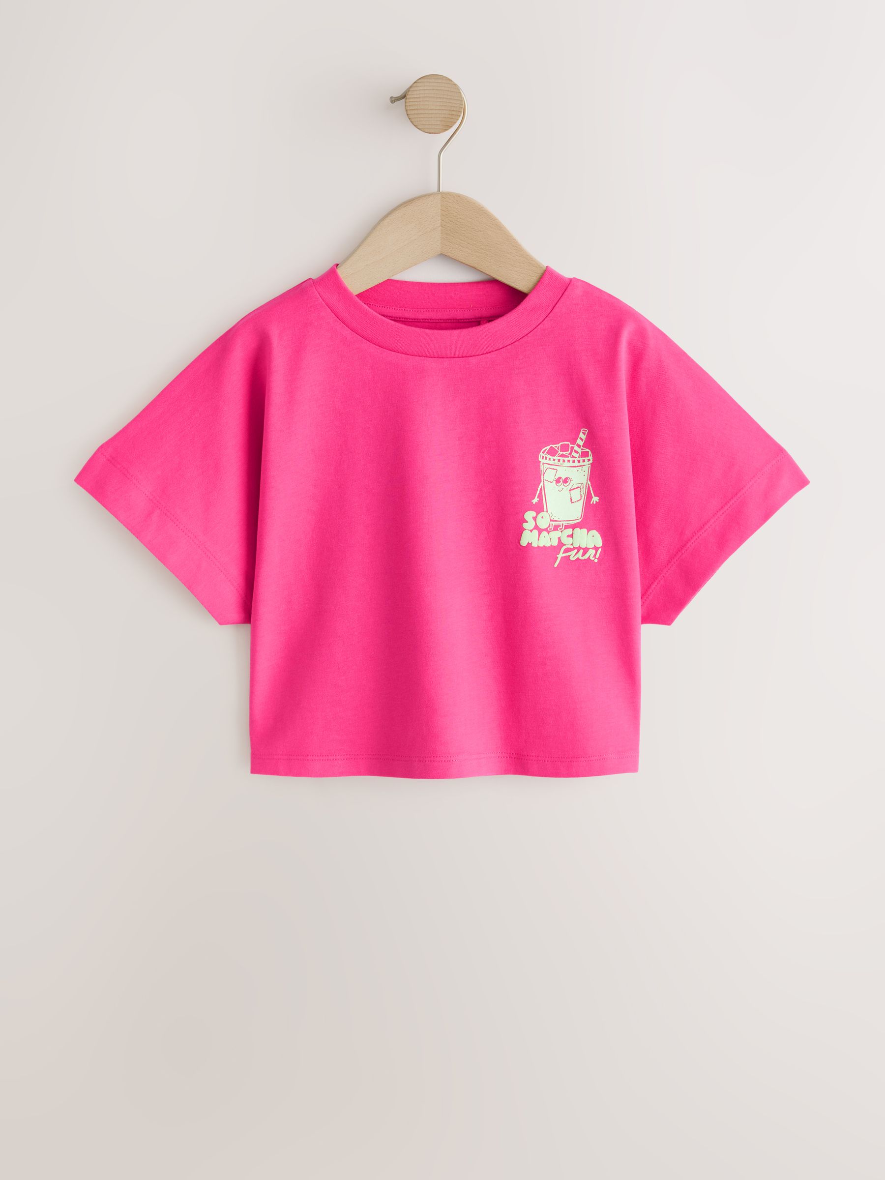 Buy Pink Matcha Boxy Graphic T-Shirt (3-16yrs) from Next USA