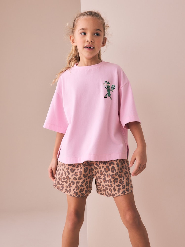 Pink Pickleball Oversized Graphic Print T-Shirt (3-16yrs) - Image 2 of 8