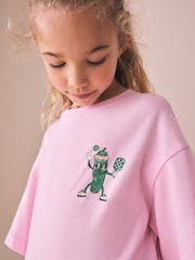 Pink Pickleball Oversized Graphic Print T-Shirt (3-16yrs) - Image 3 of 8