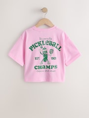 Pink Pickleball Oversized Graphic Print T-Shirt (3-16yrs) - Image 6 of 8
