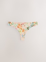 Mint Green/Floral Thong No VPL Scallop Knickers 3 Pack - Image 2 of 6