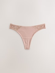 Black/Navy/Praline Nude Thong Modal & Lace Knickers 5 Pack - Image 10 of 13