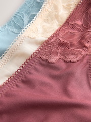 Chocolate Nude/Berry/Blue/Pastel Rose Nude Thong Modal & Lace Knickers 5 Pack - Image 11 of 11