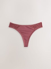 Chocolate Nude/Berry/Blue/Pastel Rose Nude Thong Modal & Lace Knickers 5 Pack - Image 5 of 8