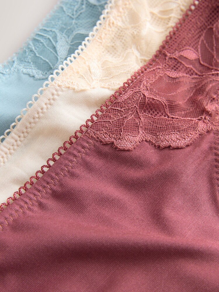 Chocolate Nude/Berry/Blue/Pastel Rose Nude Thong Modal & Lace Knickers 5 Pack - Image 8 of 8 Chocolate Nude/Berry/Blue/Pastel Rose Nude Thong Modal & Lace Knickers 5 Pack - Image 8 of 8