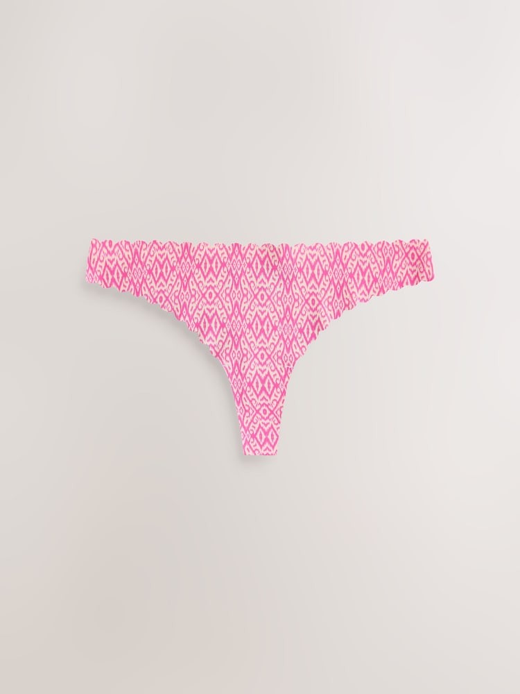 Pink/Orange Thong No VPL Scallop Knickers 3 Pack - Image 2 of 6