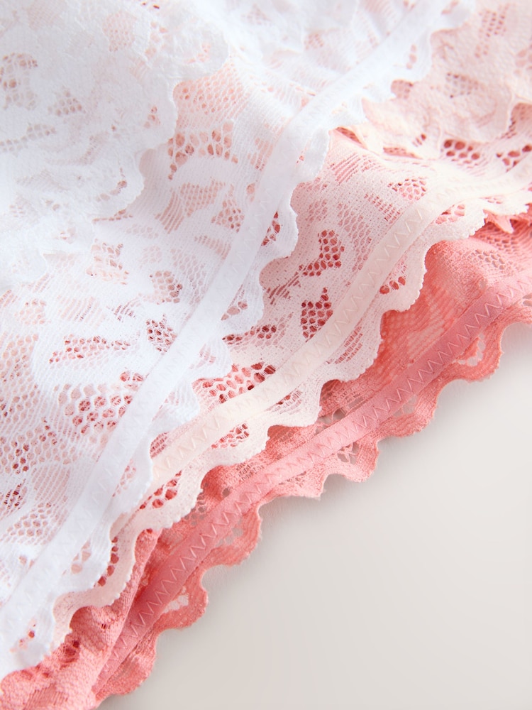 Black/White/Pink High Waist High Leg All Over Lace Knickers 7 Pack - Image 13 of 13