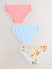 Mint Green/Floral Brazilian No VPL Scallop Knickers 3 Pack - Image 1 of 6