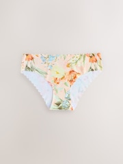 Mint Green/Floral Brazilian No VPL Scallop Knickers 3 Pack - Image 2 of 6
