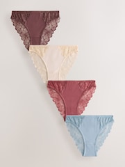 Chocolate Nude/Berry/Blue/Pastel Rose Nude High Leg Modal & Lace Knickers 5 Pack - Image 1 of 7
