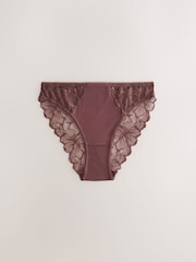 Chocolate Nude/Berry/Blue/Pastel Rose Nude High Leg Modal & Lace Knickers 5 Pack - Image 2 of 7