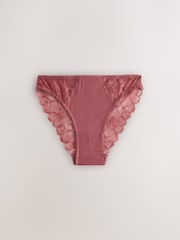 Chocolate Nude/Berry/Blue/Pastel Rose Nude High Leg Modal & Lace Knickers 5 Pack - Image 4 of 7