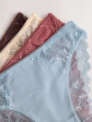 Chocolate Nude/Berry/Blue/Pastel Rose Nude High Leg Modal & Lace Knickers 5 Pack - Image 6 of 7