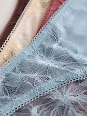 Chocolate Nude/Berry/Blue/Pastel Rose Nude High Leg Modal & Lace Knickers 5 Pack - Image 7 of 7