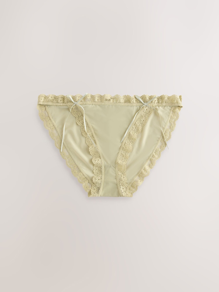 Cream/Green/Tulip Tanga Microfibre And Lace Knickers 3 Pack - Image 2 of 6