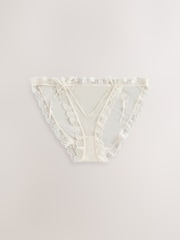 Cream/Green/Tulip Tanga Microfibre And Lace Knickers 3 Pack - Image 3 of 6