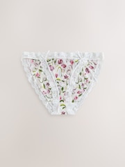 Cream/Green/Tulip Tanga Microfibre And Lace Knickers 3 Pack - Image 4 of 6