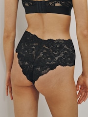 Black High Waist High Leg All Over Lace Knickers 3 Pack - Image 4 of 10