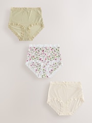 Cream/Green/Tulip - Microfibre And Lace Knickers 3 Pack - Imaginea 1 din 6