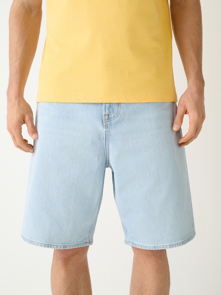 Bleach Wash Denim Jort Shorts - Image 1 of 6 Bleach Wash Denim Jort Shorts - Image 1 of 6
