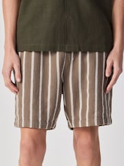Maro - Textured Stripe Drawstring Waist Shorts - Imaginea 1 din 6